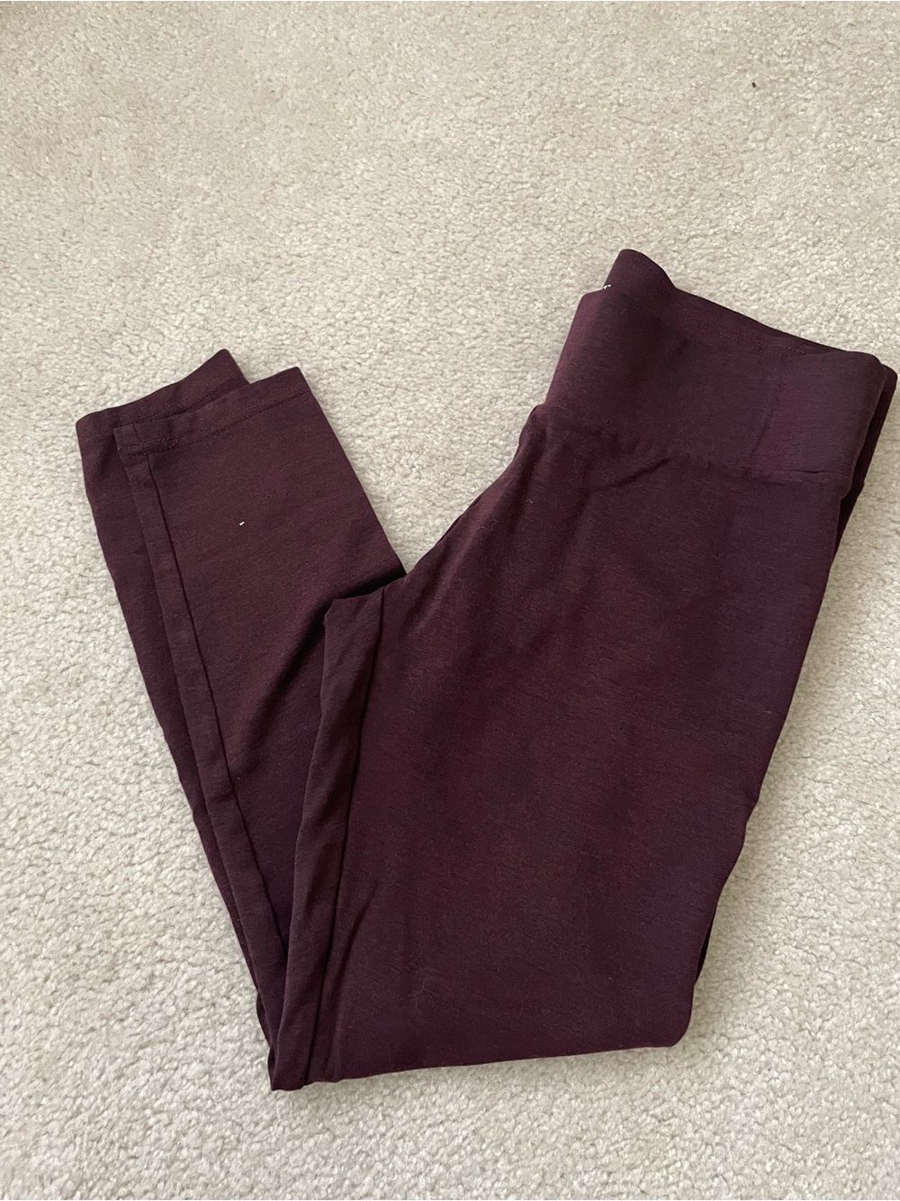 LOFT Womens Pull-On Leggings with Wide Waist Band Plum Burgundy Fall Casual